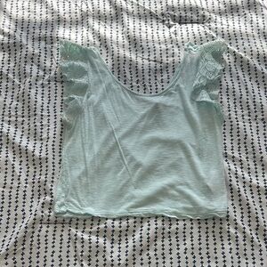 Mint Green Lace Sleeve Women's Top